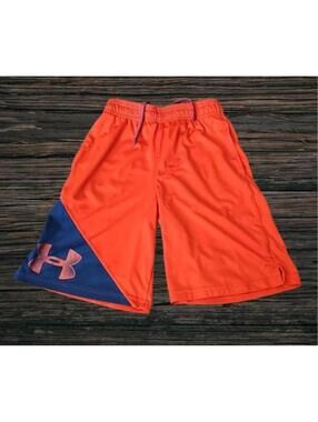 Designer boys medium clothes drifit athletic under armour red blue shorts